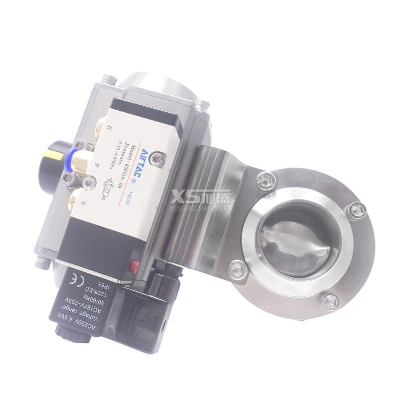 Stainless Steel Sanitary Aluminum Actuator Butterfly Valve with Solenoid Valve