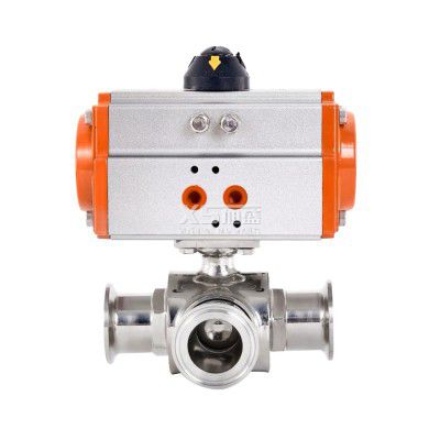 Stainless Steel Hygienic Sanitary T Port Ball Valves with Actuator Pneumatic